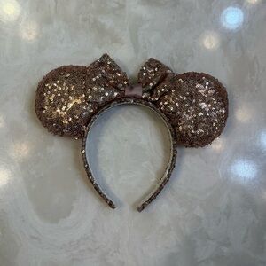 Rose Gold Sequin Disney Mickey Minnie Mouse Ears Headband Light
